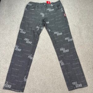 Full Send Denim Street Jeans Mens‎ Medium All Over Print Gray Skate Pants New